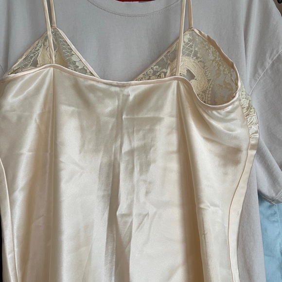 Vintage Silky Satin Lace Embellished Appliqué Net Lace Camisole S / M - Picture 5 of 7